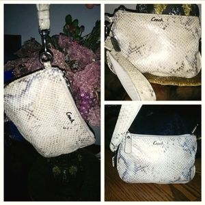 Beige Snake-skin Coach Clutch Purse